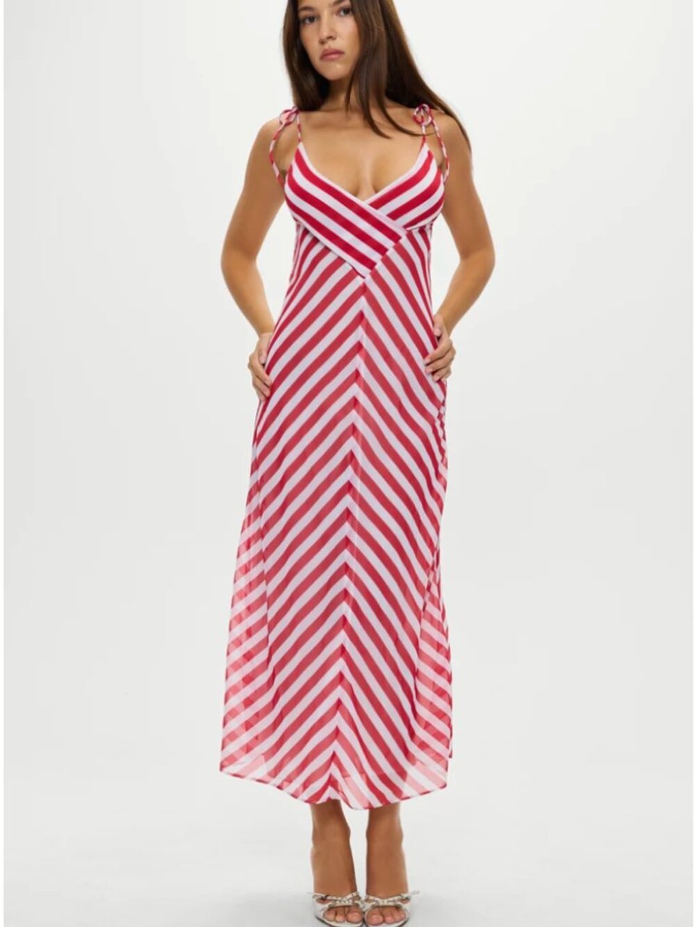 NWT Frankie's Bikinis Somer Midi Dress Red White Size XXS
